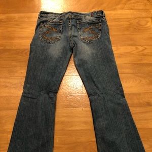 Great shape! Just a tad frays on bottom from wear